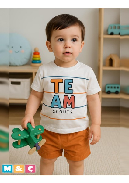 Erkek Bebek Çocuk Takım 2li Takım Alt Üst Pamuklu Baskılı Takım