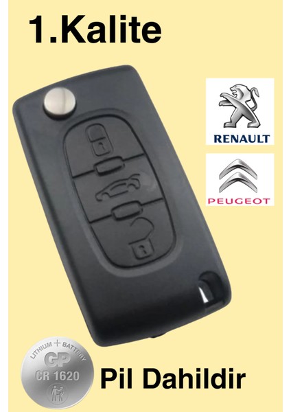 Citroen C4 C5 Picasso 3 Butonlu Tuşlu Sustalı Anahtar Kumanda Kabı