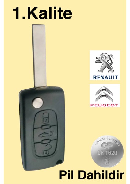 Citroen C4 C5 Picasso 3 Butonlu Tuşlu Sustalı Anahtar Kumanda Kabı