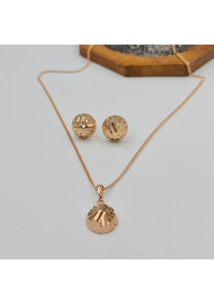 Rose Renkli Parlak Hareketli Minimal Kolye Küpe Seti Xuping Kararmaz Suya Dayanıklı