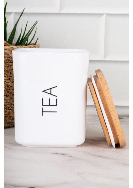 4'lü Ahşap Kapaklı Çok Amaçlı Saklama Kabı Seti, 900 ml, Beyaz, Akrilik modelleri