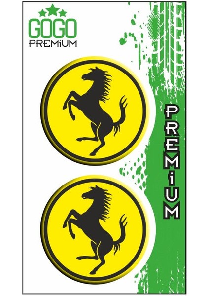 Ferrari Logo Sarı (5x5 Cm) Ikili Damla Etiket