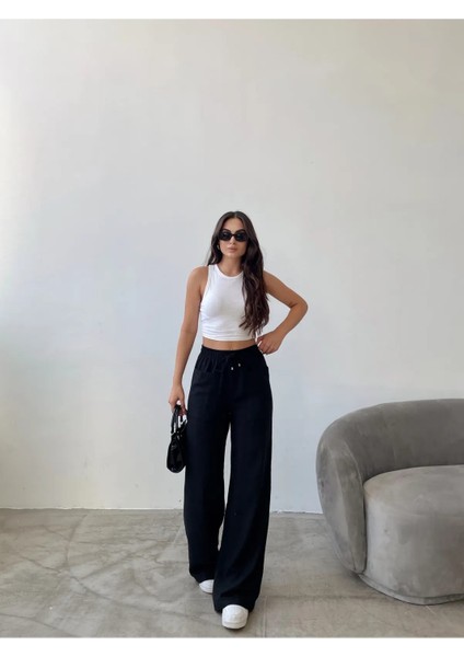 Beli Lastikli Visko Keten Pantalon