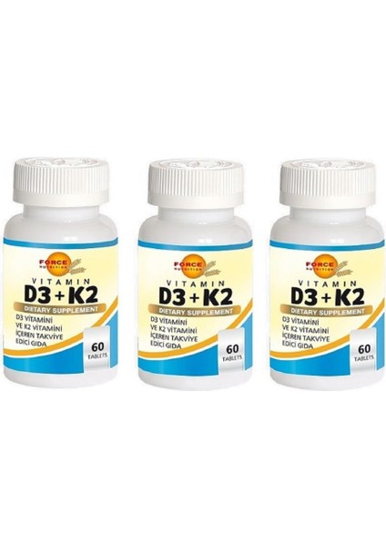 Vitamin D3 + K2 60 Tablet | 3 Adet