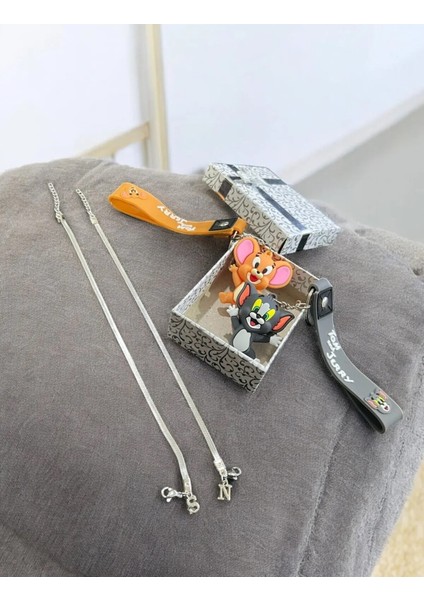 Harfli Italyan Çelik Çift Bileklik , Tom ve Jerry Sevgili , Arkadaşlık Anahtarlık