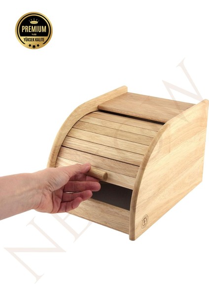Şık kahverengi bambu ekmek kutusu, 27x20 cm, dar alan için ideal. indirimleri