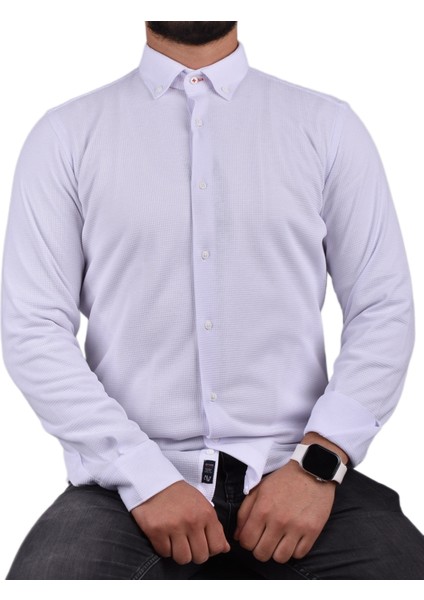 ADV-2608 Slimfit Likralı Gömlek /beyaz/2xl