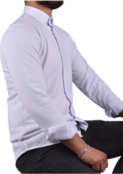 ADV-2608 Slimfit Likralı Gömlek /beyaz/2xl