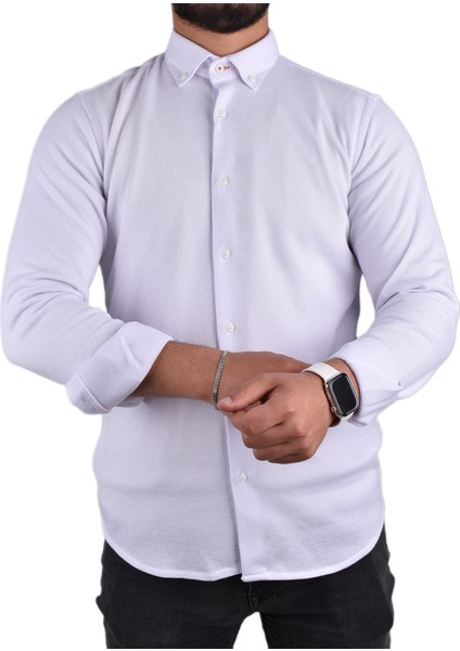 ADV-2608 Slimfit Likralı Gömlek /beyaz/2xl