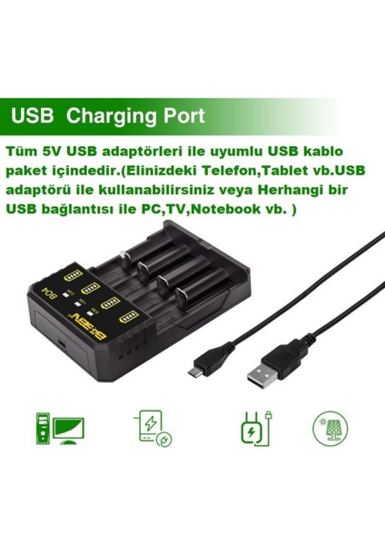 Bo-4 Pro Akıllı Pil Şarj Cihazı 3.7 Lıtyum-Ion ve 1.2 Nı-Mh indirimleri