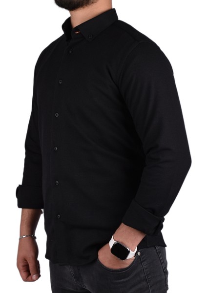 ADV-2608 Slimfit Likralı Gömlek /siyah/m