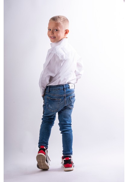 Erkek Çocuk Beyaz Gömlek, Uzun Kollu, Polo Yaka %100 Pamuk Klasik Bayramlık Gömlek, 5-6 Yaş indirimleri