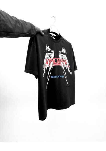 Oversize Baskılı T-Shirt Siyah