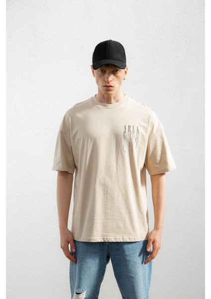 Ablk Baskılı Oversize T-Shirt Bej fırsatları
