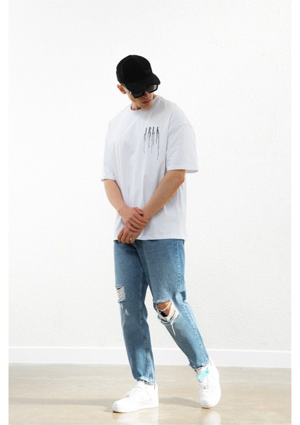 Online Ablk Baskılı Oversize T-Shirt Beyaz fiyatları