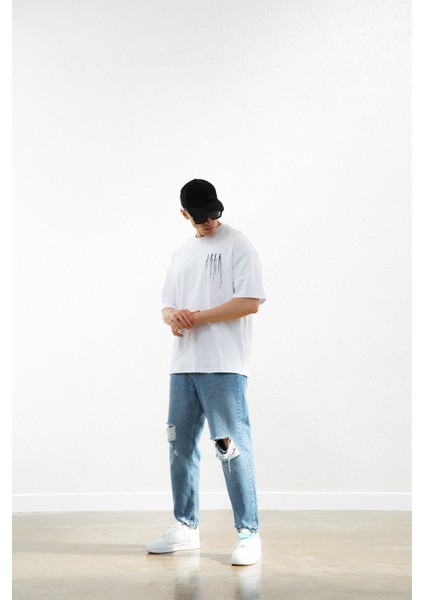 Online Ablk Baskılı Oversize T-Shirt Beyaz indirimleri