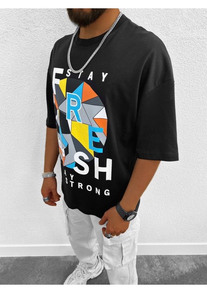 Fresh Baskılı Oversize T-Shirt Siyah fiyatları