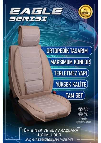 Fiat Fiorino (2008-2024) Uyumlu Tam Set Oto Koltuk Kılıfı Eagle Serisi .1
