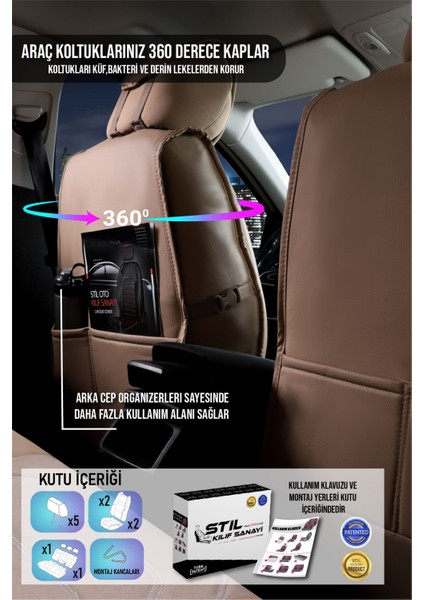 Renault Kangoo (2023-2024) Uyumlu Tam Set Oto Koltuk Kılıfı Eagle Serisi .1 indirimleri