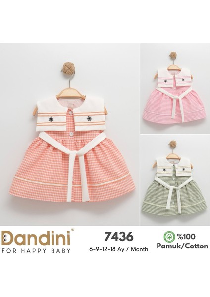 %100 Cotton Ekoseli Bebek Elbisesi /7436