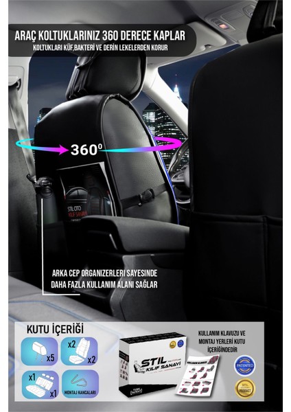 Peugeot 5008 (2022-2024) Uyumlu Tam Set Oto Koltuk Kılıfı Eagle Serisi .6 indirimleri