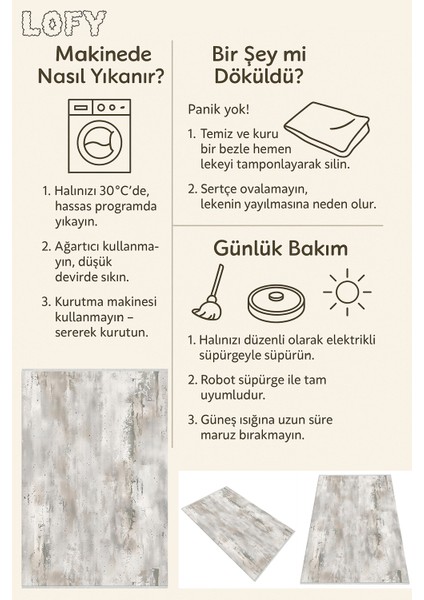 Gri Beton Desenli Halı – Modern & Minimal | Kaymaz Taban | Kolay Temizlenebilir