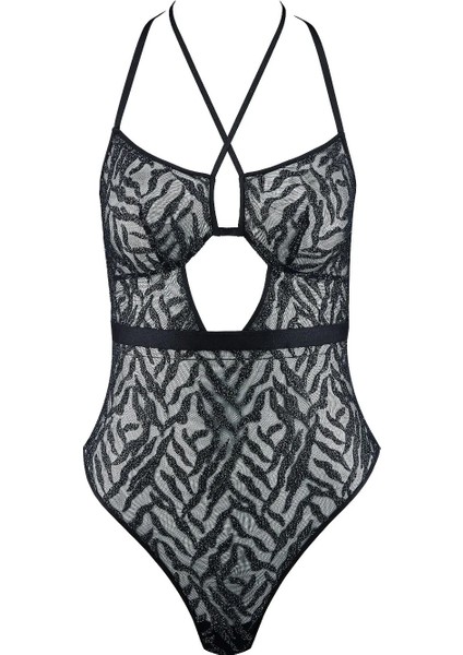 Moonlight Shadow Body, Metalik Iplikli Dantel ve Şehvetli Dekolte ile Modern Zarafet