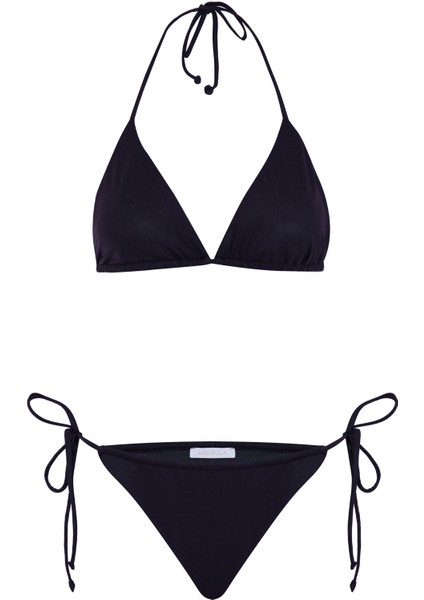 Düz Siyah Üçgen Bikini Takım