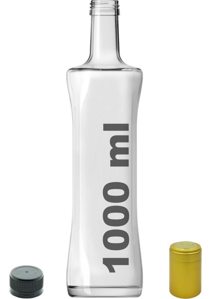 1000 ml Şeffaf Piramit Kilitli Kapaklı ve Kapüşonlu Kavisli 1000 cc Boş Cam Şişe 1 Adet