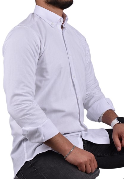 ADV-2609 Slimfit Keten Gömlek /beyaz/m modelleri