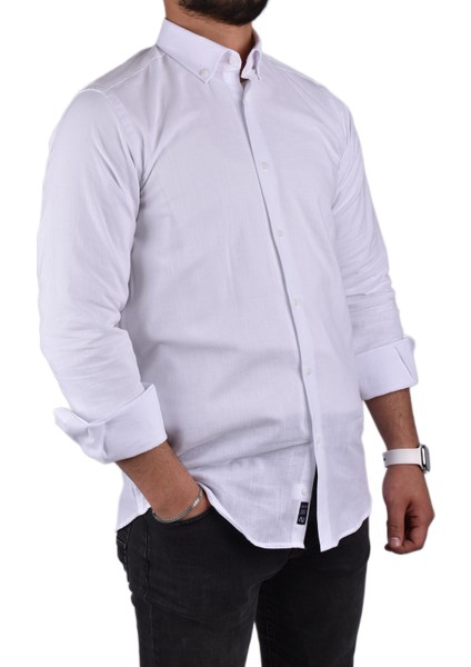 ADV-2609 Slimfit Keten Gömlek /beyaz/m fırsatları