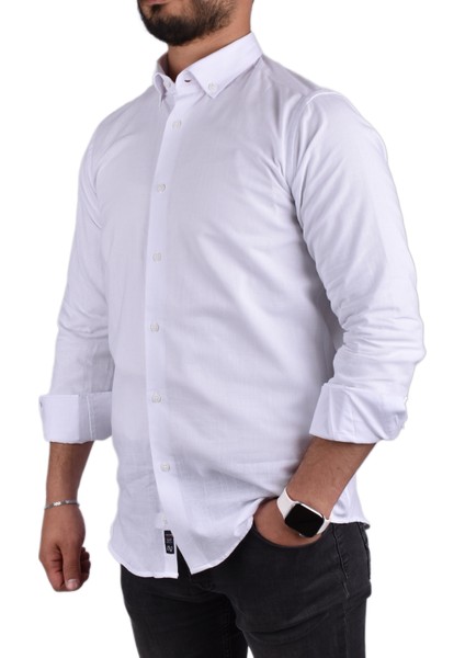 ADV-2609 Slimfit Keten Gömlek /beyaz/m indirimleri