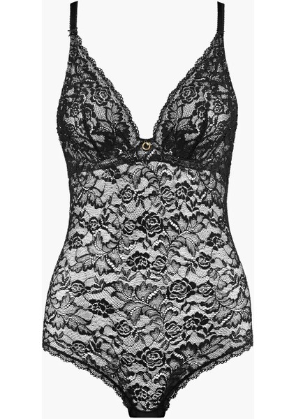 Rosessence Body, Geri Dönüştürülmüş Dantel, Swarovski Taş Detaylı, Şeffaf Gül Motifli, Balenli