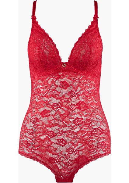 Rosessence Body, Geri Dönüştürülmüş Dantel, Swarovski Taş Detaylı, Şeffaf Gül Motifli, Balenli
