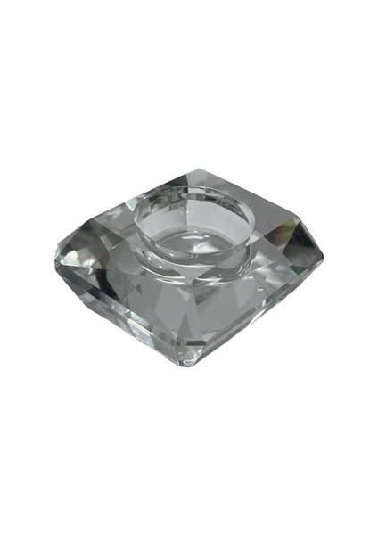 Faset Kesim Kristal Cam Tealight Mumluk 6,7x7,7 cm (1 Adet)