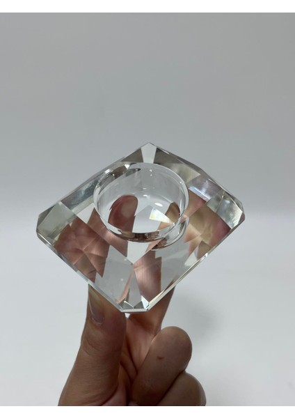 Faset Kesim Kristal Cam Tealight Mumluk 6,7x7,7 cm (1 Adet) fırsatları