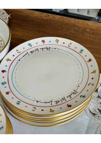 Acar Livaldi 9 Parça Sunum Tabağı ve 6 Adet Servis-Yemek-Pasta-Kase ve Çerezlikten Oluşan Çeyiz Seti