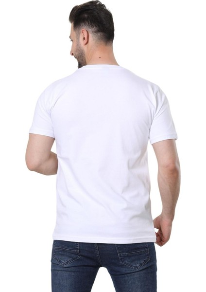 Regular Fit Bisiklet Yaka %100 Pamuk Basic Düz Kısa Kollu Tişört Bisiklet Baskılı