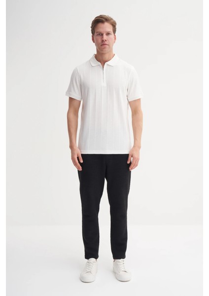 Caz 4238 Polo Yaka Kendinden Dokulu Regular Fit Fermuarlı Tişört fiyatları