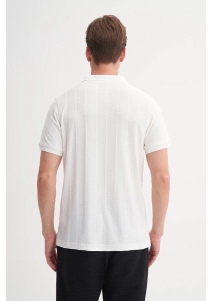 Caz 4238 Polo Yaka Kendinden Dokulu Regular Fit Fermuarlı Tişört indirimleri