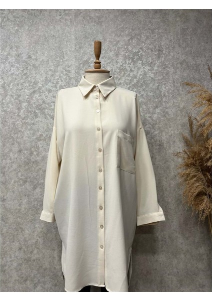 25Y1590 Tunik Tek Cepli Komple Düğmeli - Eylül - 25Y1590 - Taş - 2