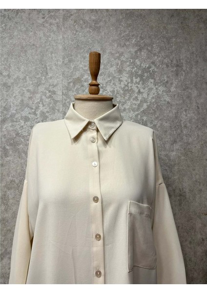 25Y1590 Tunik Tek Cepli Komple Düğmeli - Eylül - 25Y1590 - Taş - 2
