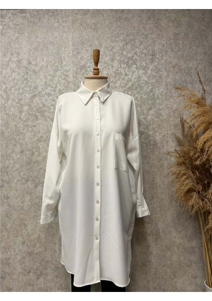 25Y1590 Tunik Tek Cepli Komple Düğmeli - Eylül - 25Y1590 - Beyaz - 1