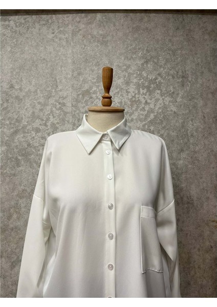 25Y1590 Tunik Tek Cepli Komple Düğmeli - Eylül - 25Y1590 - Beyaz - 1