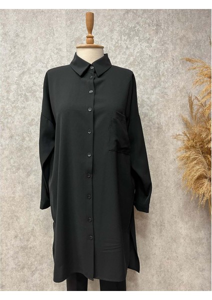 25Y1590 Tunik Tek Cepli Komple Düğmeli - Eylül - 25Y1590 - Siyah - 1