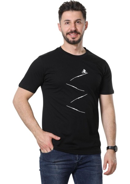 Regular Fit Bisiklet Yaka %100 Pamuk Basic Düz Kısa Kollu Tişört Bisiklet Baskılı