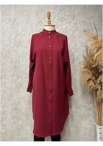 25Y1176 Tunik Kolları Nervürlü - Eylül - 25Y1176 - Bordo - 1