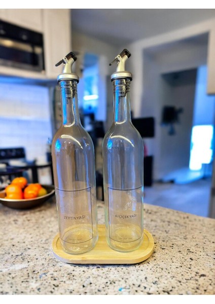 Turuncu Ahşap 3'lü Yağlık ve Sirkelik Seti, damlatmaz kapak, şeffaf tasarım, 750 ml fırsatları