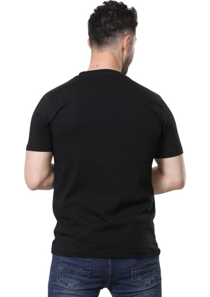 Regular Fit Bisiklet Yaka %100 Pamuk Basic Düz Kısa Kollu Tişört Bisiklet Baskılı