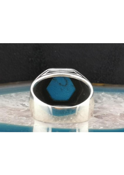 Özel Tasarım Mavi Firuze Taşlı 925 Ayar Gümüş Yüzük indirimleri